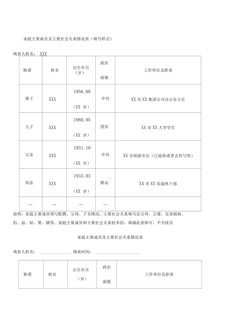 主要社会关系情况怎么填写